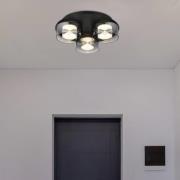 Belinda LED plafondlamp, Ø 38 cm, rookgrijs, 3-lamps, glas