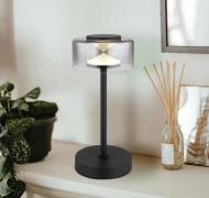 Belinda LED tafellamp, rookgrijs, hoogte 33 cm, metaal