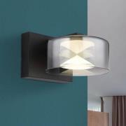 Belinda LED wandlamp, rookgrijs, breedte 15 cm, glas
