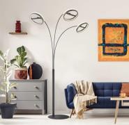 LED vloerlamp Della, hoogte 190 cm, zwart/donkergrijs, 3-lamps.