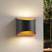 Lindby LED wandlamp Lenore, zwart, metaal, 13 cm, IP44