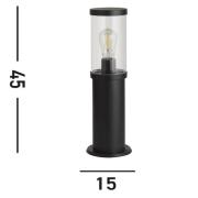 Bakerloo sokkellamp, IP44, zwart, hoogte 45 cm, metaal