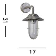 Buitenwandlamp Toronto, IP44, zilver, staal, glas, E27