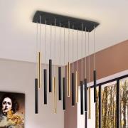 LED hanglamp Varas dimbaar, 14-lichts, goud/zwart, metaal