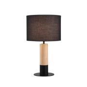 Tafellamp Carroll, hout licht/zwart, hoogte 43 cm, stof