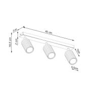 Plafondspot carbon, zwart, lengte 45 cm, aluminium, 3-lamps.