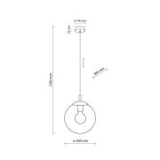 Hanglamp Esme, Ø 30 cm, rookgrijs, glas, globe, E27