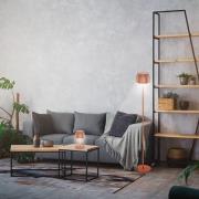 LED vloerlamp Brilo unplugged Riffle, koperkleurig