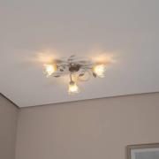 Lancia plafondlamp, ivoorkleurig, 3-lamps, ijzer, glas