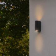 Buitenwandlamp Dion Double, zwart, GU10, aluminium, IP44