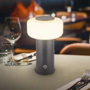 LED tafellamp op accu Juna, antraciet, IP44, dimbaar, 20 cm
