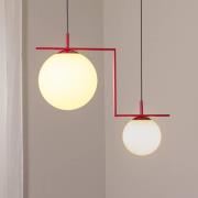 Hanglamp Zac, opaal/wijnrood, 2-lamps