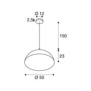 SLV hanglamp Forchini, 50 cm zwart/goudkleurig kunststof