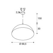 SLV hanglamp Forchini, 70 cm zwart/goudkleurig kunststof