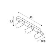 SLV LED plafondspot Noblo, 3.000 K, zwart, lengte 40 cm