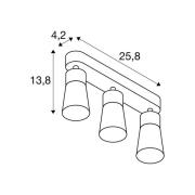 SLV plafondlamp Puri 2.0 Cone, grijs, lengte 26 cm, 3-lamps.