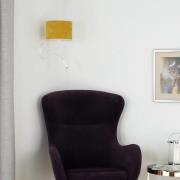 Wandlamp Roller, snoer, wit/mosterdgeel, leeslampje