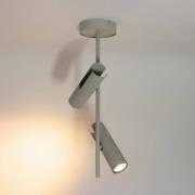 Plafondspot Leda 2, taupe, 2-lamps, staal, GU10, hoogte 55 cm