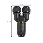 Kabelverbinder Y, waterdicht, IP68, lengte 118 cm, zwart