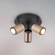 Plafondspot Gillan, coffee, 3-lamps, rond, metaal, GU10