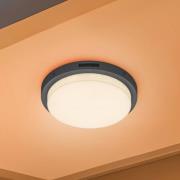 LED buiten wandlamp Bermejo, rond, sensor, CCT, antraciet