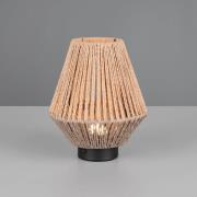 LED tafellamp op batterijen Lira, bruin, papiergaren, hoogte 22 cm