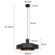 Hanglamp Flinter, houtdecor, metaal, Ø 50 cm, E27