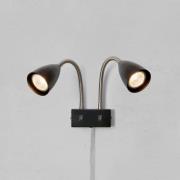 Markslöjd wandlamp Ciro, zwart, metaal, stekker, GU10