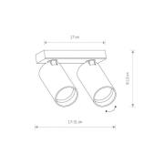Plafondspot Mono II, 2-lamps, wit, 31 cm lang, GU10