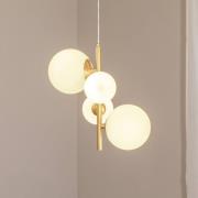 Hanglamp Joel, messing/wit, 4-lamps