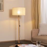 Vloerlamp Deva Nature, textiel, hout