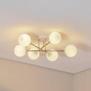 Plafondlamp Glassy, 6-lamps, wit/goud/opaal