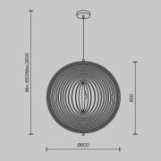 Hanglamp Maytoni Roots, bolvorm, Ø 60 cm, hout/zwart