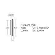 HerzBlut LED wandlamp Hermann midi, geolied eiken, dimbaar