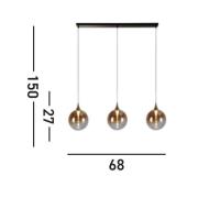 LED hanglamp Alchemy, 3-lamps, zwart, amber, glas
