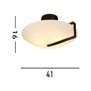Zonnewijzer plafondlamp, zwart/opaal wit, staal, glas, E27