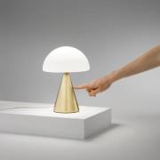 LED tafellamp Blip, messing/wit, glas, CCT, touchdimmer