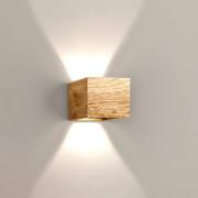LED wandlamp Shine-Wood, breedte 13 cm, eiken/zwart, hout