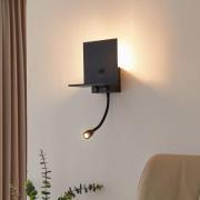 Lindby wandlamp Thorid, zwart, USB, LED leeslamp, G9