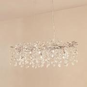 Lucande hanglamp Bellora, 101 cm, roestvrij staal, kristal