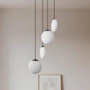 Lucande hanglamp Lunelle, zwart, glas, 4-lamps, Ø 40 cm