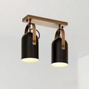 Esra plafondlamp, zwart, lengte 32 cm, metaal, 2-lamps