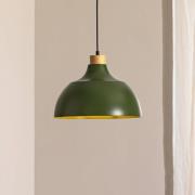Envostar hanglamp Kaitt, houtdetail, Ø 34 cm, groen