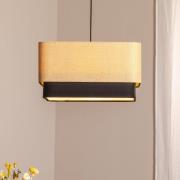 Kwadro Duo hanglamp, zwart/beige, 50x50cm, jute/satijn