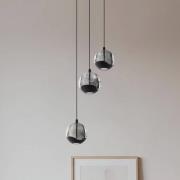 Lucande LED hanglamp Hayley, zwart, 3-lamps, glas