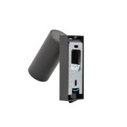 Wandspot FOURTY, donkergrijs, hoogte 17 cm, metaal, GU10