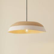 Lindby hanglamp Caliva, Ø 60 cm, beige/wit, henneptouw