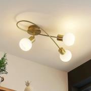 Lindby plafondlamp Elaina, 54 cm, 3-lamps, messing, glas, E14