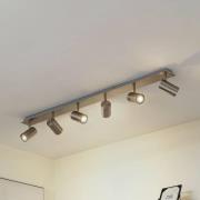 Lindby plafondspot Joffrey, 116 cm, nikkel, 6-lamps, GU10