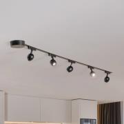 Lumaro railsystem, spots,5-lamps,zwart,Ø6cm,48V,dimbaar